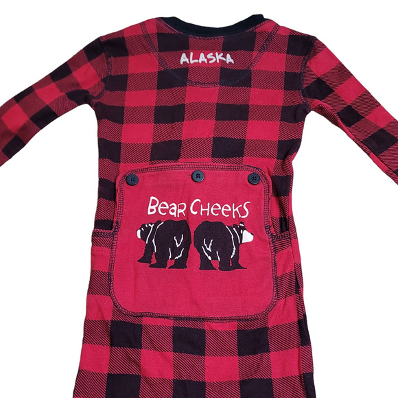 Lazy One Alaska Kids Unisex Red Plaid Bear Cheeks FlapJack Size 2T - Picture 2 of 7